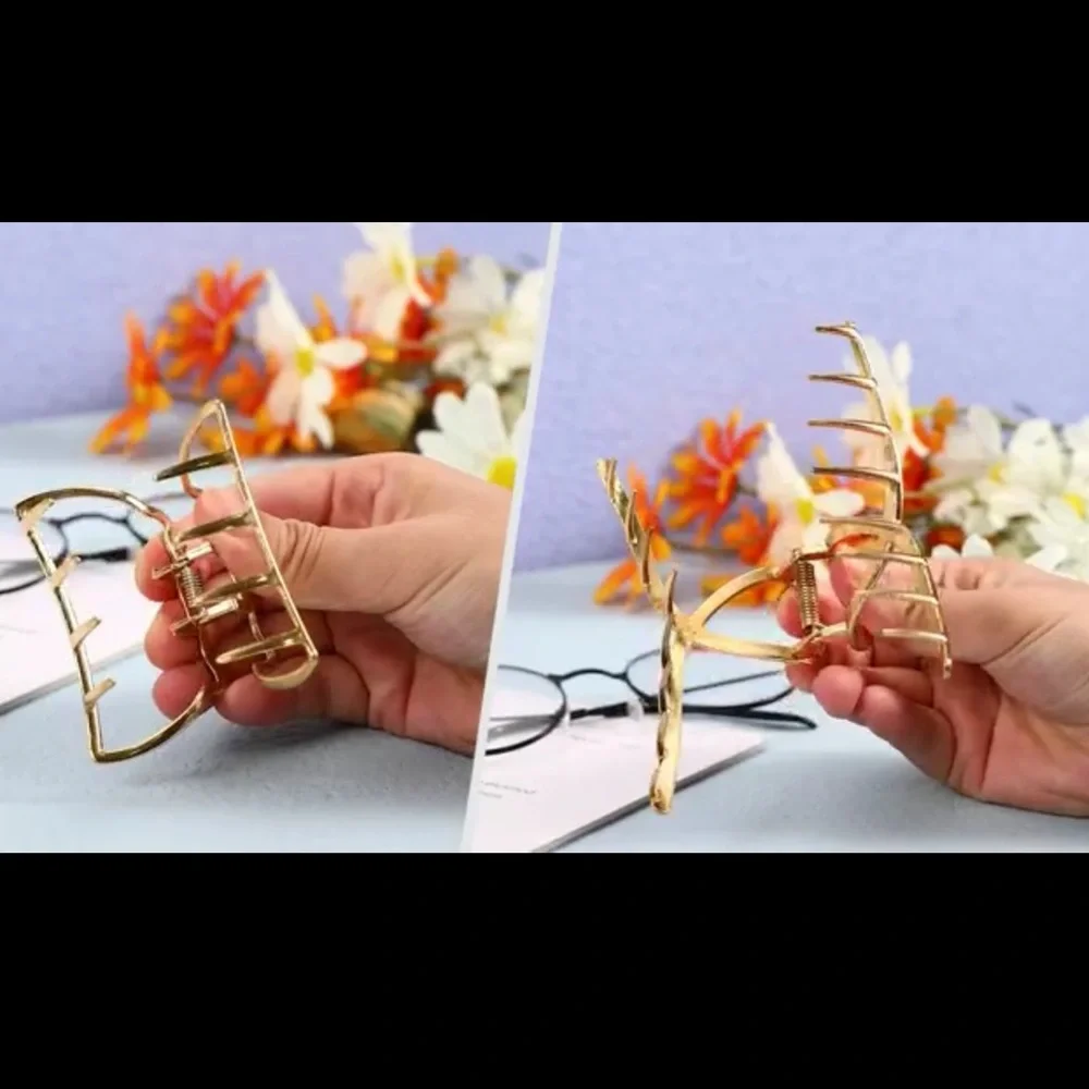 Gold Toned Metal Hair Claw Hair Clip